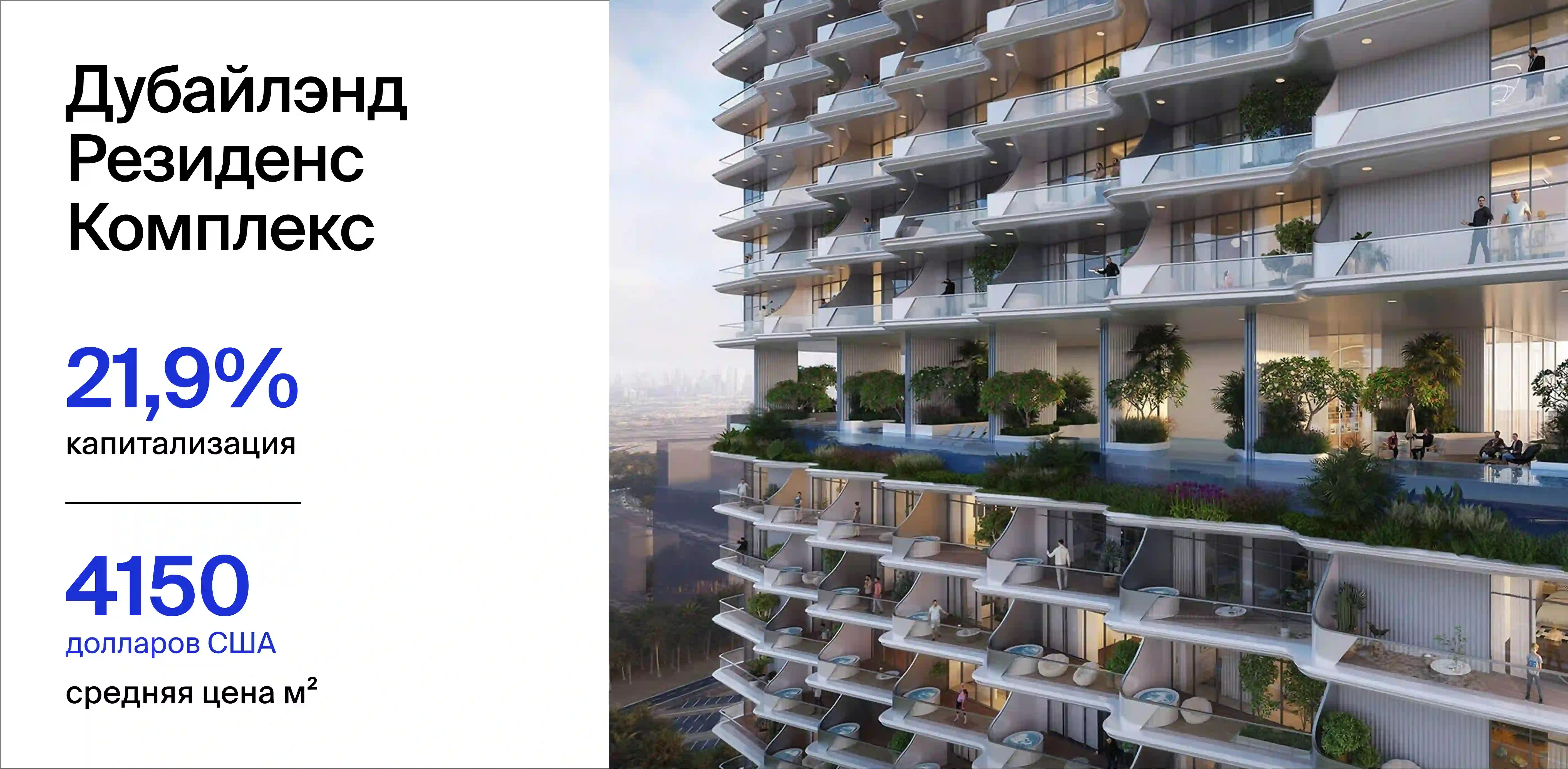 Средняя цена м² в Дубайлэнд Резиденс Комплекс составляет 4150 долларов США в 2025 году