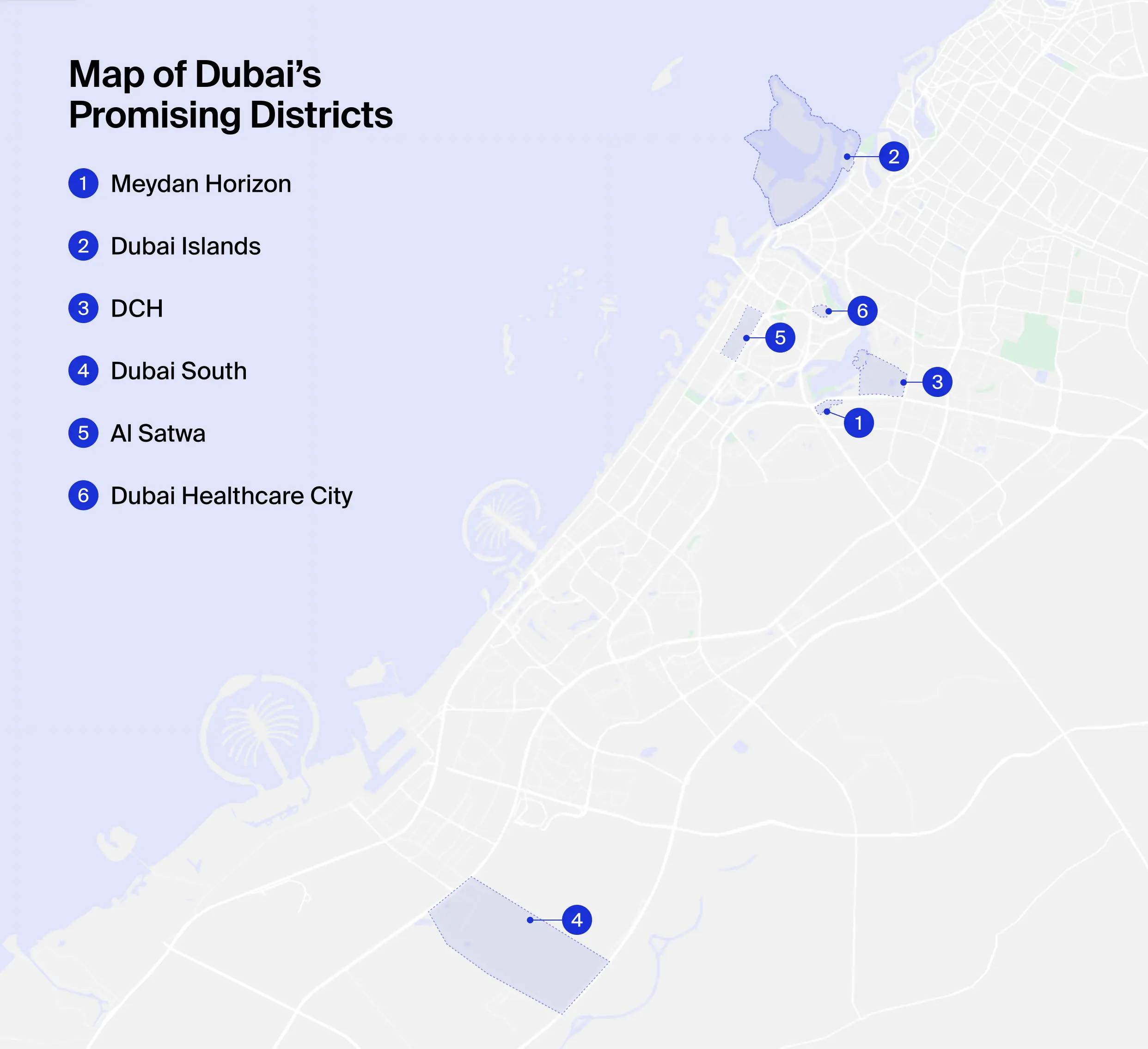 Map of promising areas in Dubai